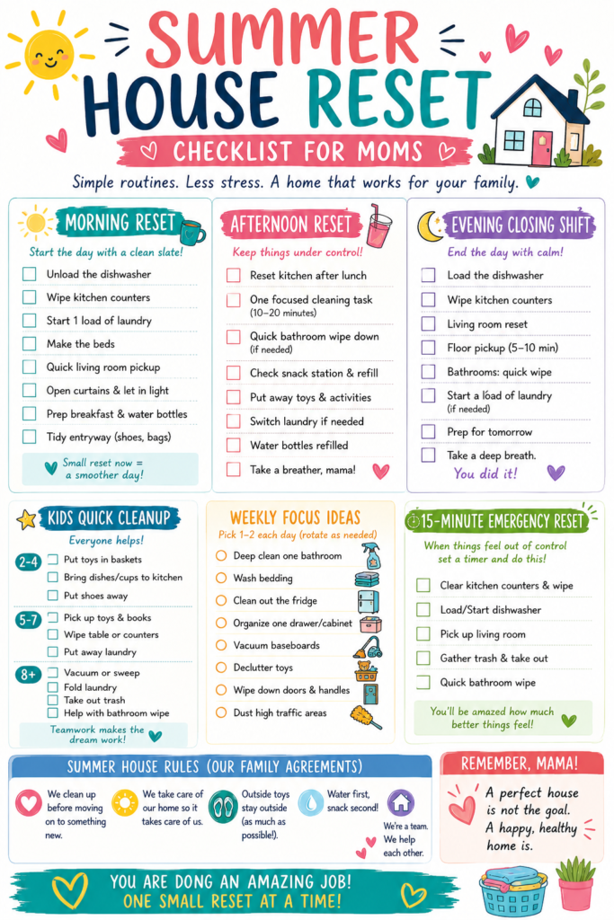 Summer house reset for moms 
