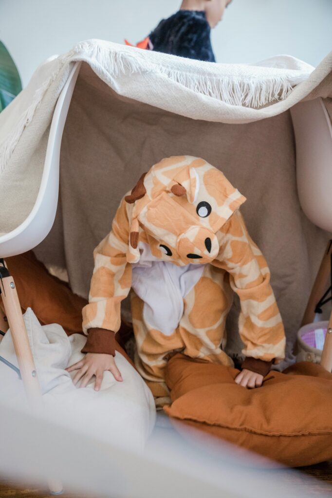 Kids indoor blanket fort play 
